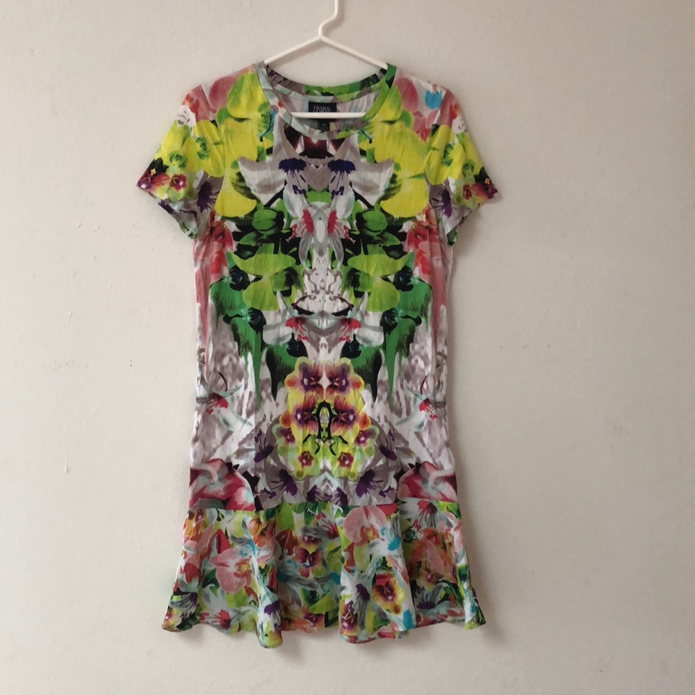 Prabal Gurung printed jersey dress w bottom ruffle